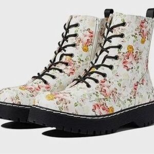 Unionbay Rumble White Rose Combat Boots